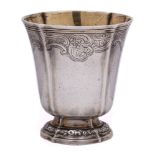 A 19th century Continental silver tumbler, stamped marks: of oval outline,