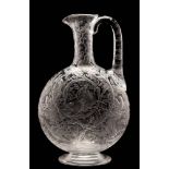 A Stourbridge 'Rock Crystal' glass claret jug,