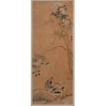 A Chinese painting of ducks, signed Shao lin: in a landscape with flowering plants, signed,