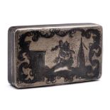 An Imperial Russian silver and niello inlaid snuff box, assay master Andrei Kovalsky, Moscow,