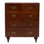 A 19th Century teak Military chest: in two parts,