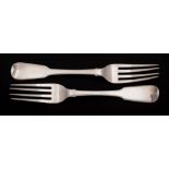 A pair of George III silver Fiddle pattern table forks,