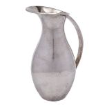 A Mexican sterling silver wine ewer, stamped marks: of ovoid outline with slender curved handle,