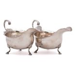 A pair of Edward VII silver gravy boats, maker Williams Ltd, Birmingham,