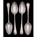 A set of four George III silver Hanoverian pattern table spoons, maker Thomas & William Chawner,