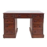 A Victorian mahogany pedestal desk:,