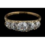 A 19th Century graduated diamond, five-stone ring: set with round old,