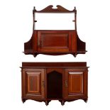 Shapland and Petter A mahogany and inlaid wall mounted cabinet:, of canted design,