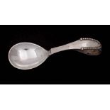 A Georg Jensen silver Beaded pattern feeding spoon bears import marks for London, 1938: 11cm.