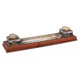 A silver pen tray inkwell, maker Asprey & Co Ltd,