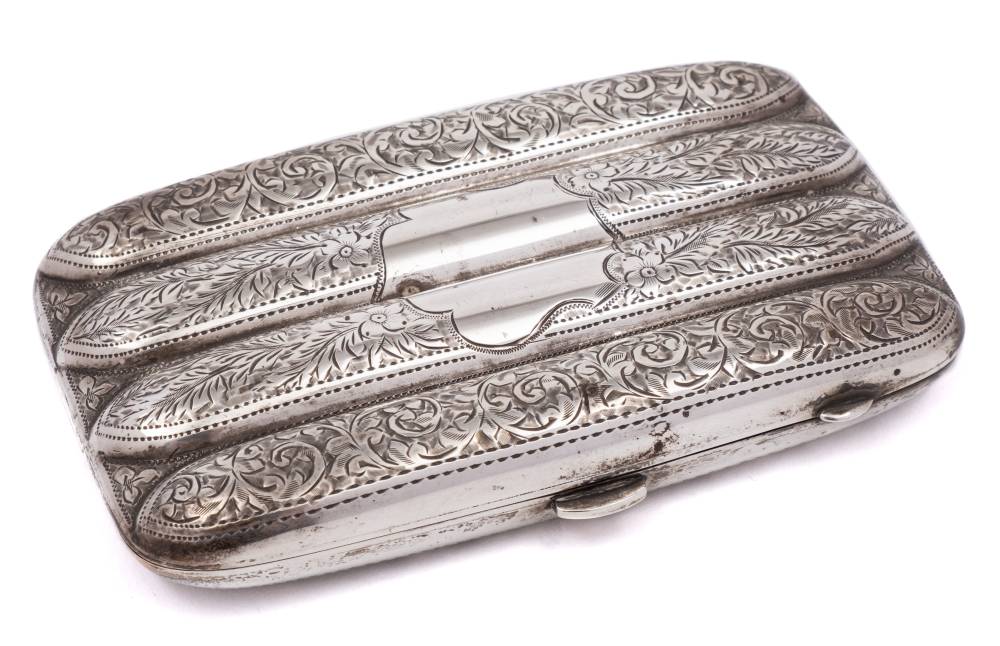 A George V silver four-division cigar case, maker John Rose, Birmingham,