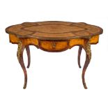 A 19th Century French rosewood, satinwood floral marquetry and gilt metal mounted centre table:,
