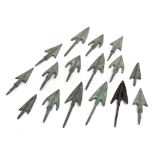 A collection of bronze arrow heads: approx 7.5cm.