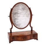 A George III mahogany and inlaid serpentine-fronted platform toilet mirror:,