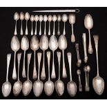 A collection of Georgian and later silver old English pattern flatwares,