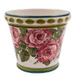 A Bovey Tracey Wemyss pottery Stuart flower pot: decorated with a broad band of pink cabbage roses,