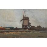 * Frans Slager [1876-1953]- Windmill,:- signed, oil on board, 23 x 38cm.