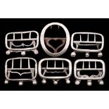 Six assorted silver and steel buckles and garter buckles, various makers and dates: (6).