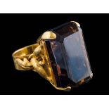 A rectangular smoky quartz,