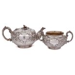 A Victorian silver two-piece tea service, maker Edward & John Barnard, London, 1860:, crested,