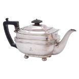 A George V silver teapot, maker Harrison Brothers & Howson, Sheffield, 1922: crested,