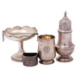 A George V silver sugar caster, maker Alfred Ernest Neighbour, London,