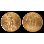 An American Saint Gaudens 20 dollar coin dated 1927,: approximately 33.5gms gross weight.