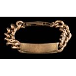 A 9ct gold curb-link identity bracelet: approximately 47gms gross weight.