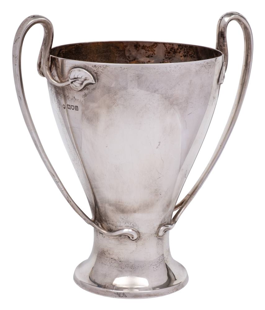 An Edwardian silver two handled trophy cup, maker's mark rubbed and worn, London,