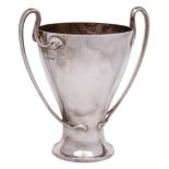An Edwardian silver two handled trophy cup, maker's mark rubbed and worn, London,