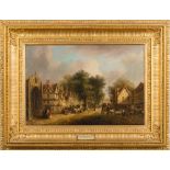 David Hodgson [1798-1864]- Tombland, Norwich; a busy street scene,