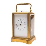 A French one-piece carriage clock: the eight-day duration movement having a silvered platform lever