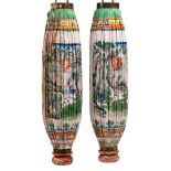 A pair of Chinese paper lanterns: of ovoid outline,