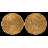 An American Liberty Head 20 dollar coin dated 1899,: approximately 33.5gms gross weight.