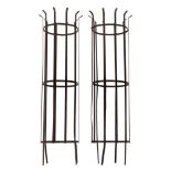 A pair of wrought iron tree guards:, of cylindrical lattice design, 174cm (5ft 8 1/4in) high,