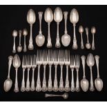 Six matched silver Kings pattern tablespoons and six table forks,