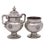 An American coin silver two-handled cup and cover, maker Albert Coles,