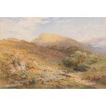 Harry Sutton Palmer [1854-1933]- Drover and sheep in an upland valley,