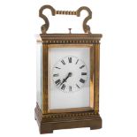 A French quarter-striking carriage clock: the eight-day duration movement having a silvered