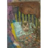 * Zdzislaw Ruszkowski [1907-1990]- Nursery interior, baby and mother,:- signed,