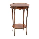 A French rosewood and brass and gilt metal mounted two tier occasional table:,
