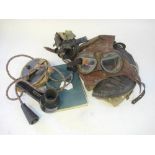 A group of four post -war flying helmets: together with an RAF logbook for '3033631 Partridge No 4