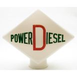 A Haliware 'Power Diesel' lozenge shaped glass petrol pump globe:,