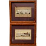 A set of four framed silk Stevengraph equestrian scenes: 'Full Cry', ' The Meet',