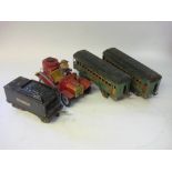 Two Lionel Gauge 1 passenger coaches: No 339 Pullman and No 341 Observation, green and orange,