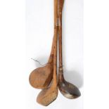 Three hickory shaft golf clubs: A 'Special ' by W Ball, Exeter, one by A Martin,