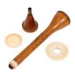 A rare early 19th century boxwood and ivory Piorry stethoscope, circa 1828: of four sections,