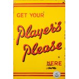 An enamel advertising sign 'Get Your Player's Please Here',