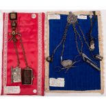 A 19th century steel chatelaine: with accoutrements,