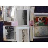 A collection of Edwardian and later postcards: relating to military and militaria contained in